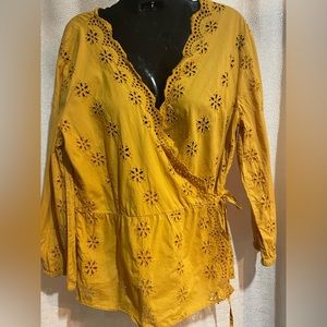 Mustard Madewell lone sleeved size medium blouse